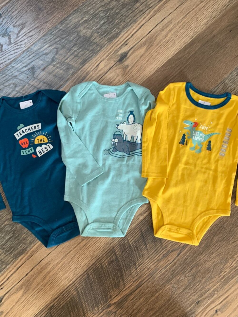 NWT set of 3 Carter's One-Piece Long Sleeve Outfits with Graphics size 24 months